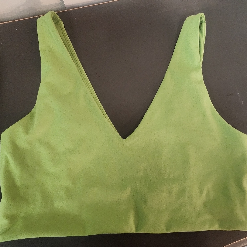 🌿 Spiritual Gangster Low-Cut V-Neck Bikini Top – Green | Size L